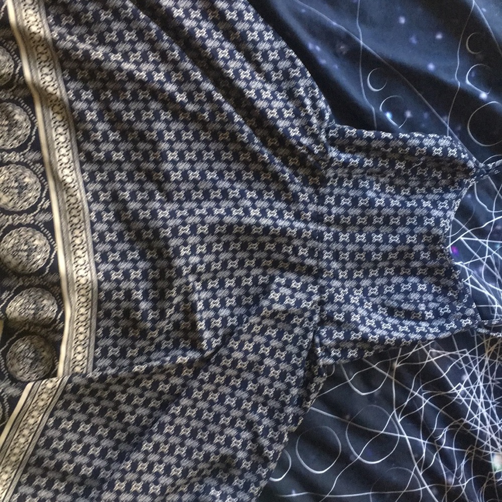 Navy and white knee length sundress